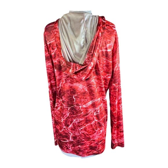 Mossy Oak Red Marbled Long Sleeve Pullover Fishing Hoodie 100% Polyester Womens - Picture 2 of 7